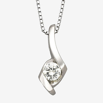 Sirena® 1/5 CT. Diamond Solitaire Pendant 14K White Gold Ribbon Pendant Necklace