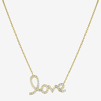 Diamonart Love Womens Cubic Zirconia 14K Gold Over Silver Statement Necklace