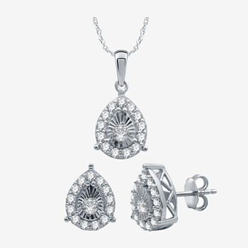 1 CT. T.W. Genuine White Diamond Sterling Silver Pear 2-pc. Jewelry Set