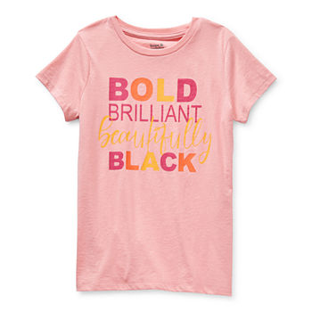 Hope & Wonder Bold Brilliant Beautifully Black Girls Crew Neck Short Sleeve Graphic T-Shirt