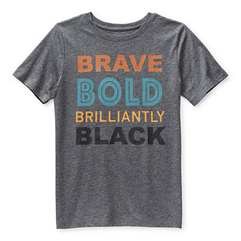 Hope & Wonder Brave Bold Brilliantly Black Boys Crew Neck Short Sleeve Graphic T-Shirt