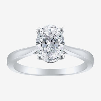 Womens 1 1/2 CT. T.W. Lab Grown White Diamond 14K White Gold Oval Solitaire Engagement Ring