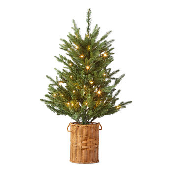North Pole Trading Co. 3' Pine Basket Fir Pre-Lit Christmas Tree