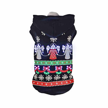 The Pet Life Pet Life LED Lighting Patterned Holiday Hooded Sweater Pet Costume