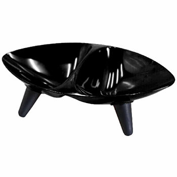 The Pet Life Melamine Couture Sculpture Double Food and Water Dog Bowl