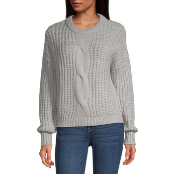 Belle Du Jour Juniors Womens Crew Neck Long Sleeve Pullover Sweater