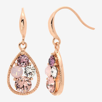 Sparkle Allure Crystal 14k Rose Gold Over Brass Drop Earrings
