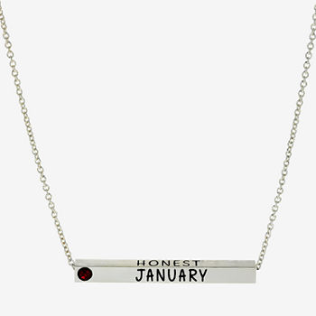 Sparkle Allure Birthstone Crystal Pure Silver Over Brass 16 Inch Link Bar Pendant Necklace