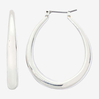 Mixit Hypoallergenic Silver-Tone Oval Hoop Earrings