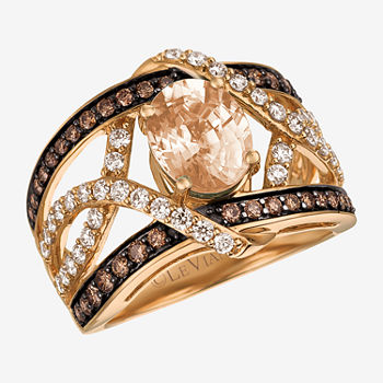 LIMITED QUANTITIES! Le Vian Grand Sample Sale™  Ring featuring Peach Morganite™, 3/8 cts. Chocolate Diamonds®, 1/2 cts. Nude Diamonds™ set in 14K Strawberry Gold®
