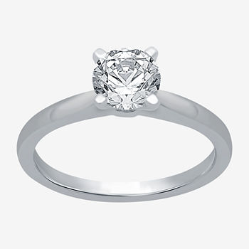 Womens 2 CT. T.W. Genuine White Diamond 14K White Gold Round Solitaire Engagement Ring