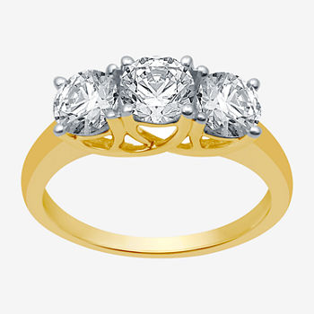 Womens 2 CT. T.W. Genuine White Diamond 10K Gold 3-Stone Engagement Ring