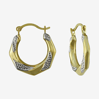 Small Two-Tone Hoop Earrings 10K Gold