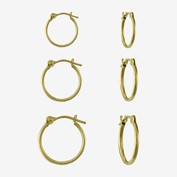 14K Gold 3-pr. Hoop Earring Set