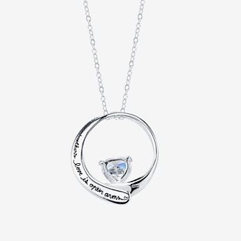 Footnotes Grandmother Cubic Zirconia Sterling Silver 16 Inch Cable Round Pendant Necklace