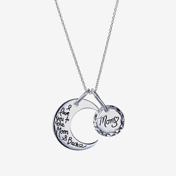 Footnotes Mom Sterling Silver 18 Inch Cable Moon Round Pendant Necklace