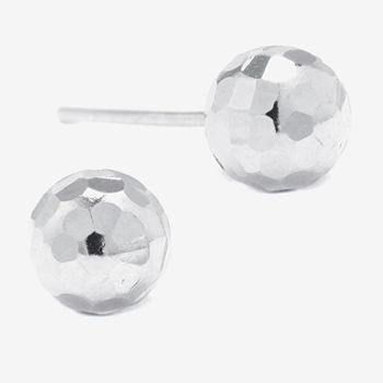 Silver Treasures Sterling Silver Diamond-Cut Ball Stud Earrings