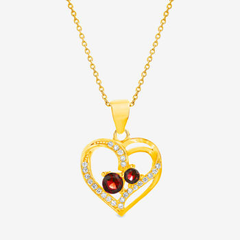 Silver Treasures Ruby 14K Gold Over Silver 18 Inch Cable Heart Pendant Necklace