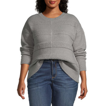 a.n.a Plus Womens Crew Neck Long Sleeve Pullover Sweater