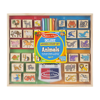 Melissa & Doug Deluxe Wooden Stamp Set - Animals