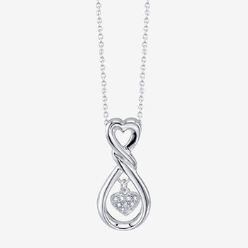 Footnotes Daughter Cubic Zirconia Sterling Silver 16 Inch Cable Heart Pendant Necklace