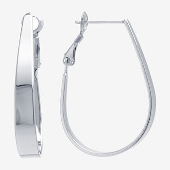 Silver Reflections Pure Silver Over Brass Oval Hoop Earrings