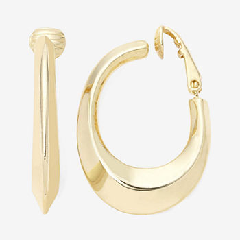 Liz Claiborne Gold-Tone Clip-On Hoop Earrings