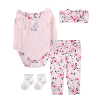 Baby Essentials Baby Girls 4-pc. Pant Set