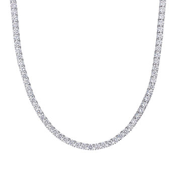 Womens White Cubic Zirconia Sterling Silver Tennis Necklaces
