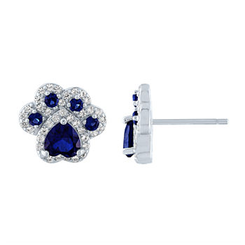 Lab Created Blue Sapphire Sterling Silver 4mm Stud Earrings