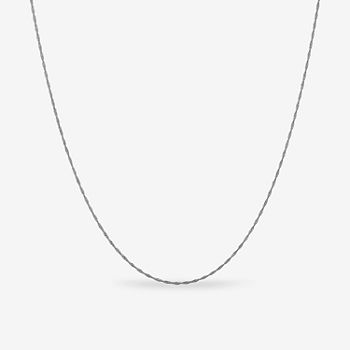 14K White Gold 14-30" Solid Singapore Chain Necklace