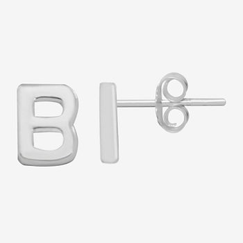 Itsy Bitsy Initial Sterling Silver 5.7mm Stud Earrings