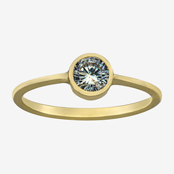 Silver Treasures Cubic Zirconia 14K Gold Over Silver Round Band