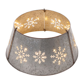 Glitzhome Snowflake With Light String Metal Tree Collar