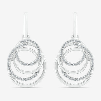 1/4 CT. T.W. Genuine White Diamond Sterling Silver Circle Drop Earrings