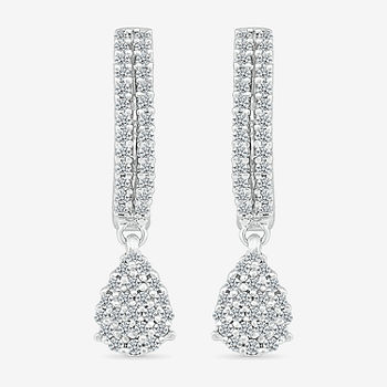 1/2 CT. T.W. Genuine White Diamond Sterling Silver Pear Drop Earrings