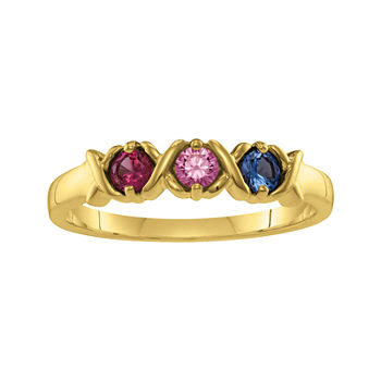 Personalized Xs and Os Birthstone Ring