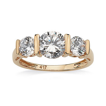 DiamonArt® Womens 2 1/2 CT. T.W. White Cubic Zirconia 10K Gold Engagement Ring
