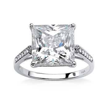 DiamonArt® Womens 3 1/4 CT. T.W. White Cubic Zirconia 10K White Gold Engagement Ring
