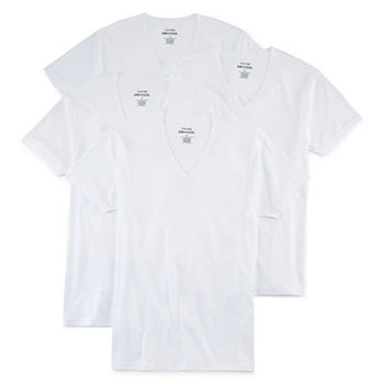 Stafford Dry + Cool Mens 4 Pack Short Sleeve V Neck Moisture Wicking T-Shirt