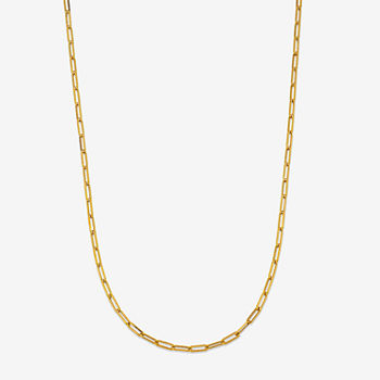 14K Gold 18 Inch Hollow Paperclip Paperclip Chain Necklace