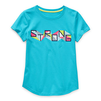 Xersion Little & Big Girls Dri-Fit Moisture Wicking Crew Neck Short Sleeve Graphic T-Shirt