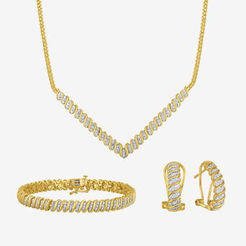 1 C.T. T.W. Diamond 14K Gold Over Brass 3-pc Jewelry Set