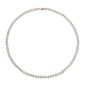 24 inch 6.5-7mm Akoya Pearl Necklace in 14K Yellow Gold