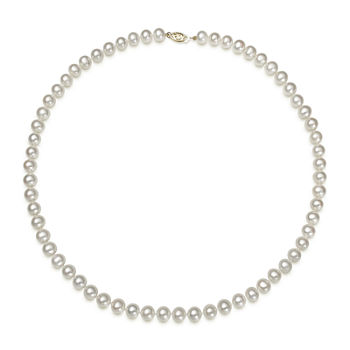 Genuine Akoya Pearl 14K Yellow Gold 20" Necklace
