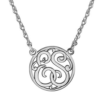 Personalized 15mm Monogram Initial Cut-out Circle Pendant Necklace