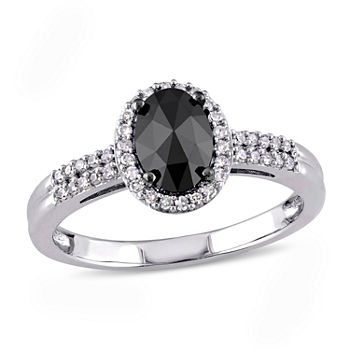 Midnight Black Womens 1 CT. T.W. Genuine Black Diamond 14K White Gold Engagement Ring