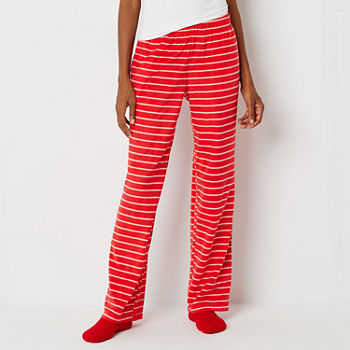 Sleep Chic Womens Petite Fleece Pajama Pants with Sock