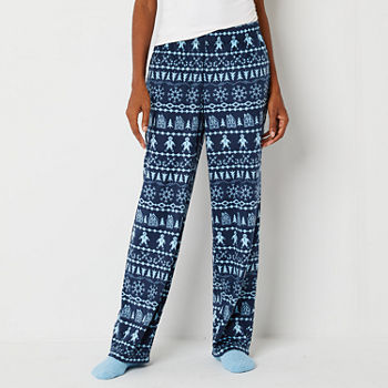 Sleep Chic Womens Petite Fleece Pajama Pants with Sock