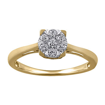 Womens 1/4 CT. T.W. Genuine White Diamond 10K Gold Round Solitaire Engagement Ring